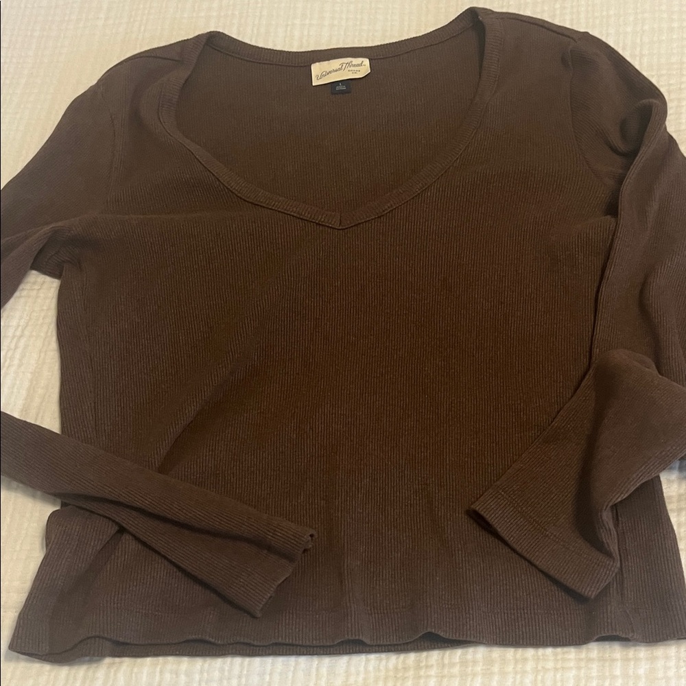 Universal Thread Brown Ribbed Knit Top